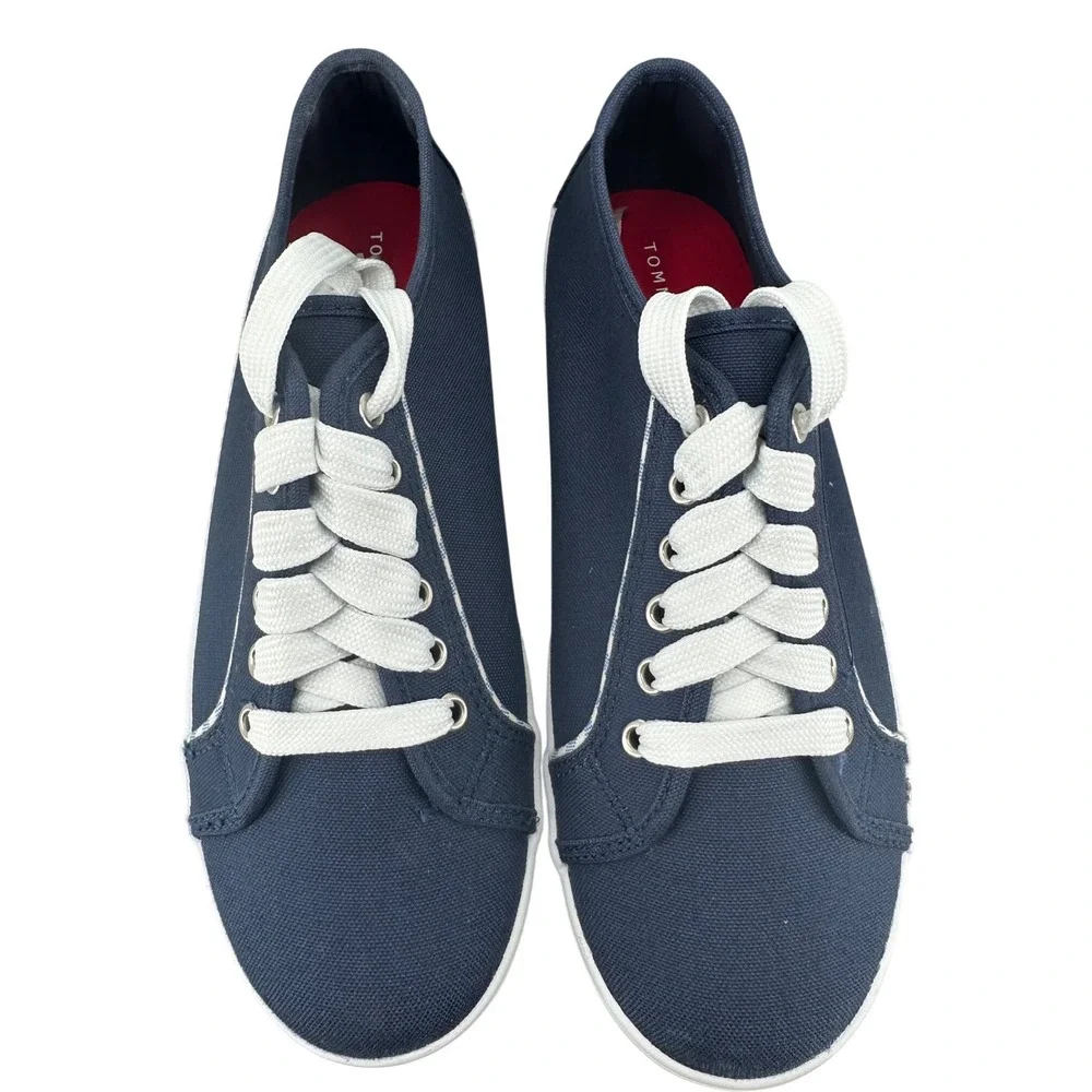 Tommy Hilfiger Palmer Navy Blue Canvas Sneakers Womens 7.5 M Low Top Lace Up‎